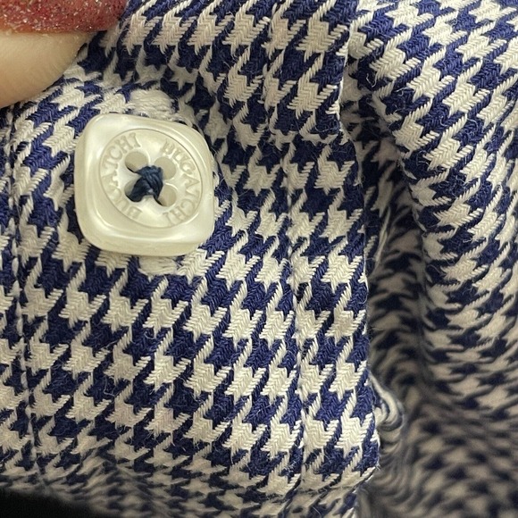 Bugatchi Mens Button Up Dress Shirt Size XL Shaped Fit Houndstooth Plaid - Picture 15 of 16